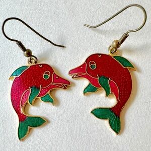 Funky Dolphin Enamel Earrings